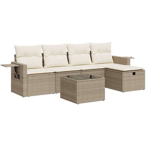 VidaXL 6-dijelni set vrtnih sofa s jastucima bež od poliratana Slike