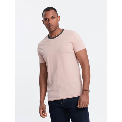 Ombre Men's t-shirt with raw finish - pink Cene