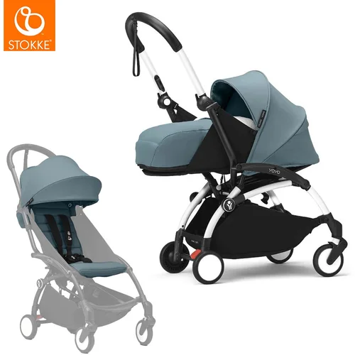 Stokke yoyo³ otroški voziček 2v1 newborn pack 0+ aqua (white frame)