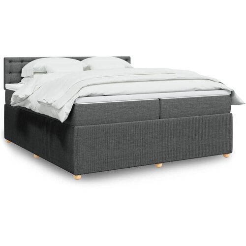 vidaXL Box spring postelja z vzmetnico temno siva 200x200 cm blago Cene
