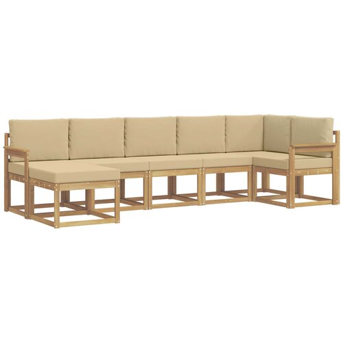 vidaXL Zunanja garnitura za sedenje 7 pcs Bela in bež Poliester, (5000280425) Cene