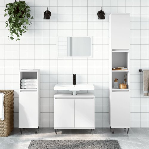 The Living Store Kopalniška omarica bela 58x33x60 cm inženirski les - Kopalniška Omarica, (21436904) Cene