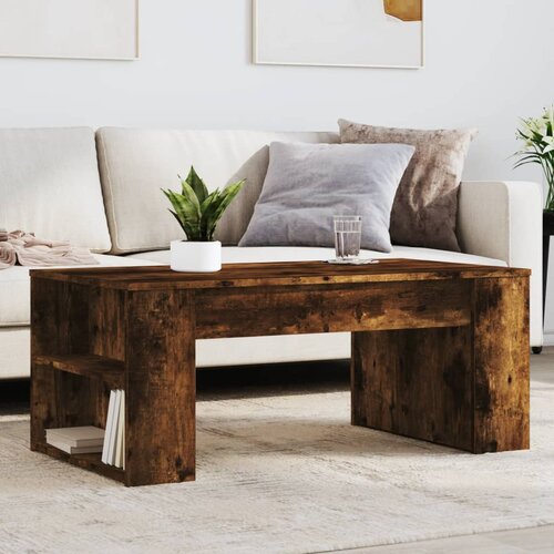 vidaXL Klubska mizica dimljeni hrast 102x55x42 cm inženirski les Cene