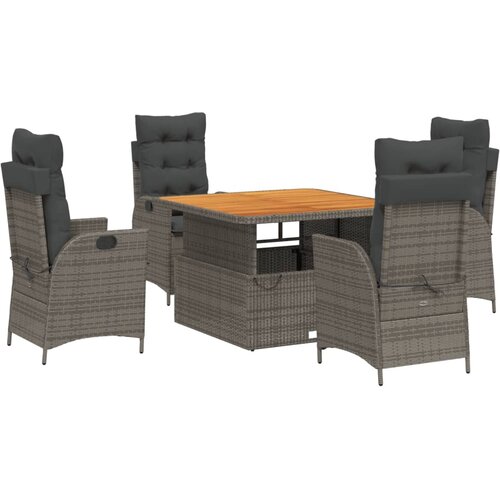  5-dijelni vrtni blagovaonski set sivi od poliratana Siva 110 cm table length Slike