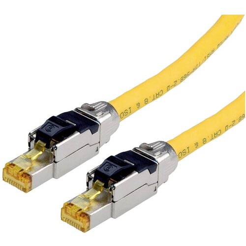 Roline 21.15.1852 RJ45 omrežni kabel\, Patch kabel CAT 8.1 S/FTP 2.00 m rumena masivna žica 1 kos, (20415250) Cene