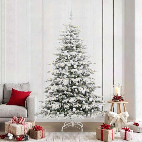 vidaXL Umetno Zložljivo Božično Drevo Bela 210 cm PE in PVC Cene