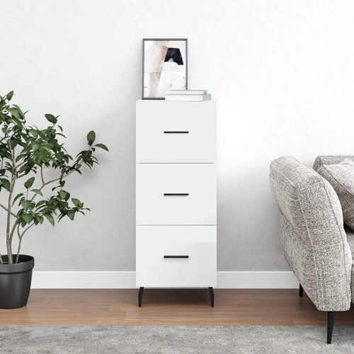 VidaXL Komoda visok sijaj bela 34,5x34x90 cm inženirski les Slike