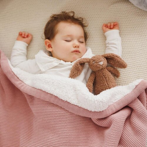 BabyOno Pletena pamučna dekica obostrana 75x100 cm, roza Slike