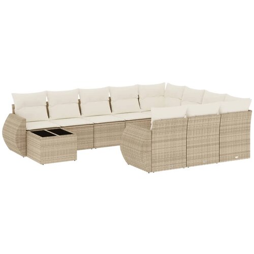vidaXL 11-dijelni set vrtnih sofa od poliratana s jastucima bež Cijene