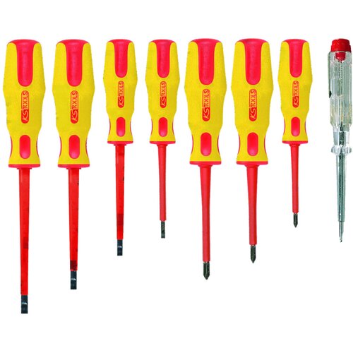Ks Tools set izvijačev, 8 kosov, ploščati + križni + tester napetosti, (20987901) Cene