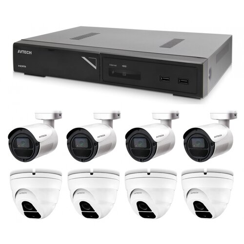 Avtech Komplet kamera 1x NVR AVH2109AX, 4x 2MPX IP Bullet kamera DGM2103SV i 4x 2MPX IP Dome kamera DGM2203SVSE + 8x UTP kabel 1x RJ45 - 1x RJ45 Cat5e 15m! Cijene