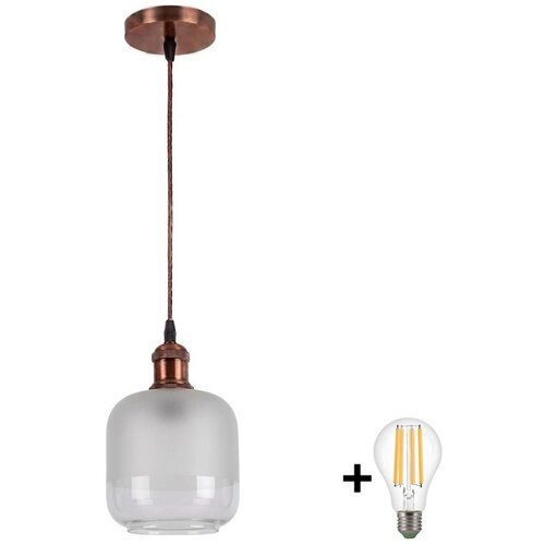 Brilagi LED luster na sajli RETRO GLASS 1xE27/60W/230V prečnik 14 cm bakarna/bela Slike