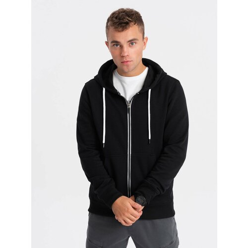 Ombre BASIC men's zip-up hoodie - black Cene