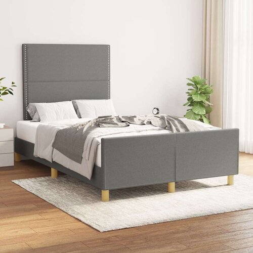  Posteljni okvir z vzglavjem temno siv 120x200 cm blago, (20737236) Slike