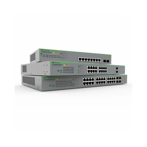 Allied Telesis ALLIED Gigabit webSmart switch 8x 10/100/1000-T PoE+ 2x SFP Ports and single fixed PSU EU Power Code Slike