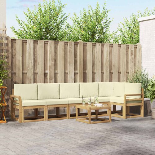  Set vanjskih sofa 7 kom. Bijela i krem Poliester Smeđa 59 x 59 x 37 cm Cene