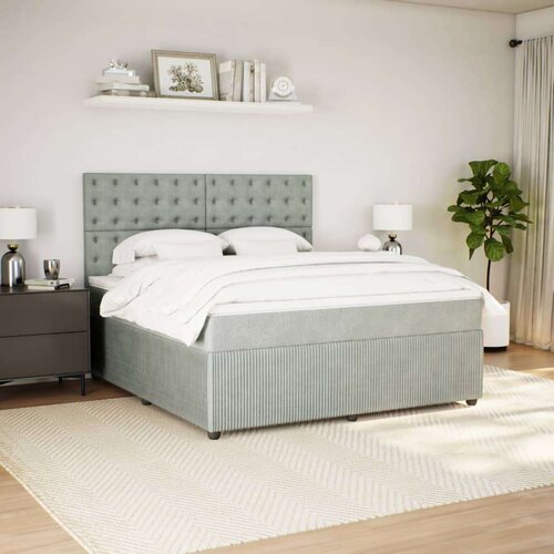 VidaXL Krevet s oprugama i madracem svjetlosivi 180x200 cm bar&amp;scaron;unasti Slike