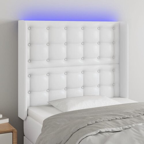 The Living Store led posteljno vzglavje belo 103x16x118/128 cm umetno usnje - led vzglavje, (21418544) Slike