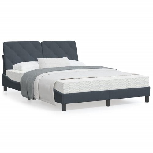 VidaXL Posteljni okvir z LED lučkami temno siv 140x190 cm žamet Slike