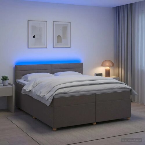  Boxspring krevet s madracem Sivosmeđa 200 x 200 cm Tkanina - Sivosmeđa 200 x 200 cm Dizajn linija Cijene