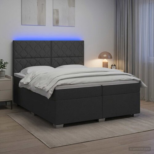  Boxspring krevet s madracem Tamnosiva 200 x 200 cm Tkanina Slike