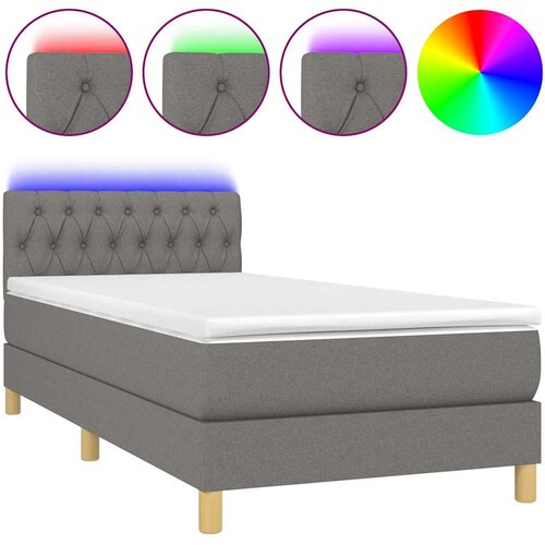  box spring s madracem LED tamnosivi 100x200 cm tkanina Slike