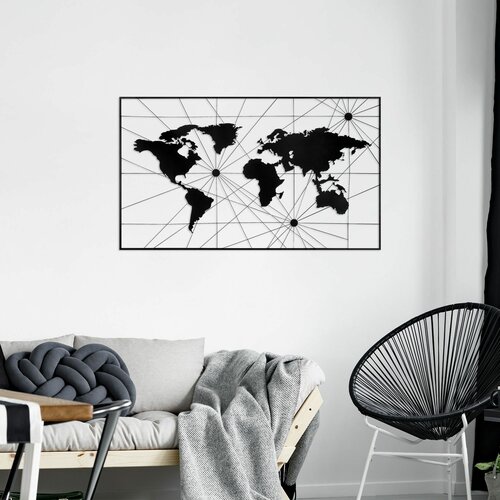  world map 16 black decorative metal wall accessory Cene
