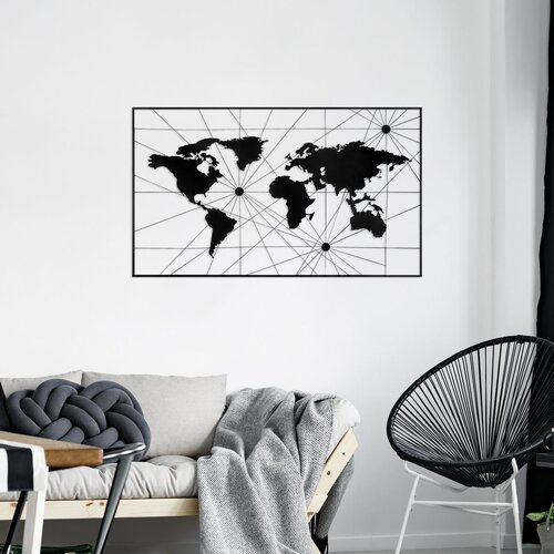  World map 16 black decorative metal wall accessory Cene