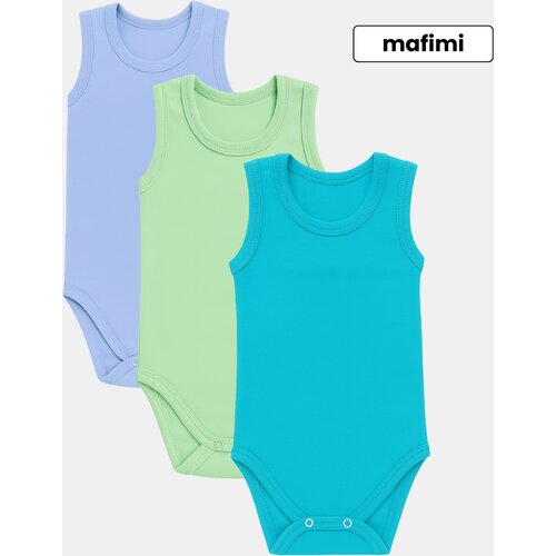 Mafimi Pamučni Bodići Atlet za bebe i decu set od 3 - plava/ mint/ tirkiz Cene