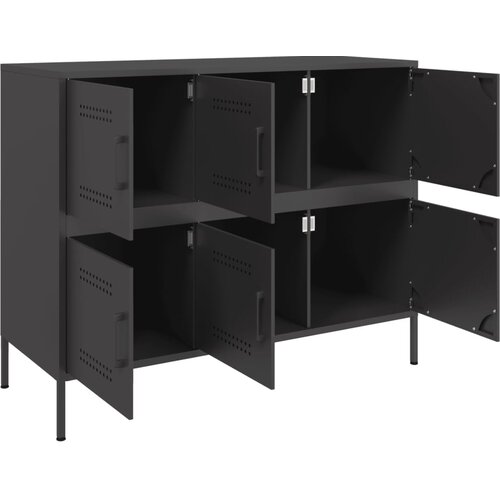  Komoda crna 100,5 x 39 x 79 cm čelik Slike
