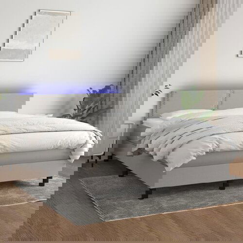 vidaXL Krevet box spring s madracem LED svjetlosivi 140x200 cm tkanina Cijene