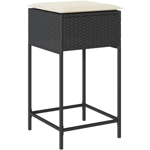  3-dijelni vrtni barski set od poliratana s jastucima crni Crna 80 x 80 x 110 cm Slike