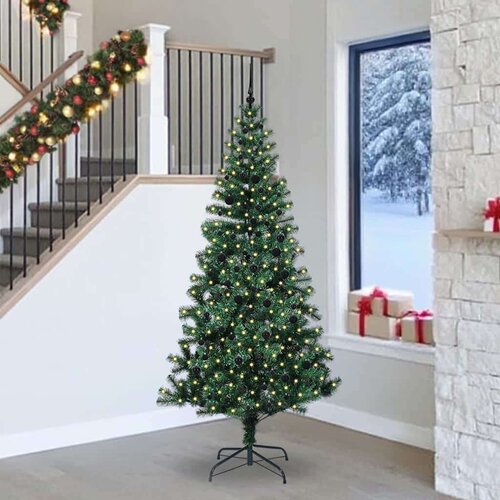 vidaXL Umjetna preddekorirana božićna jelka Zelena 240cm PVC in kovina Cene
