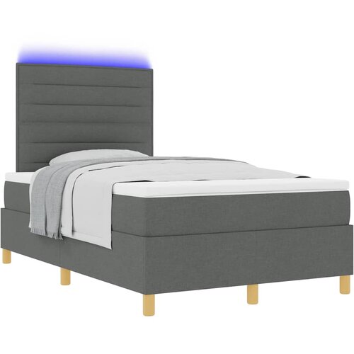  LED Box Spring Krevet Tamno siva 120 x 190 cm tkanina Slike