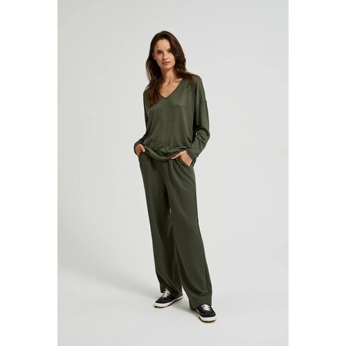Moodo Women's blouse with V-neck and dropped shoulders - olive Cijene