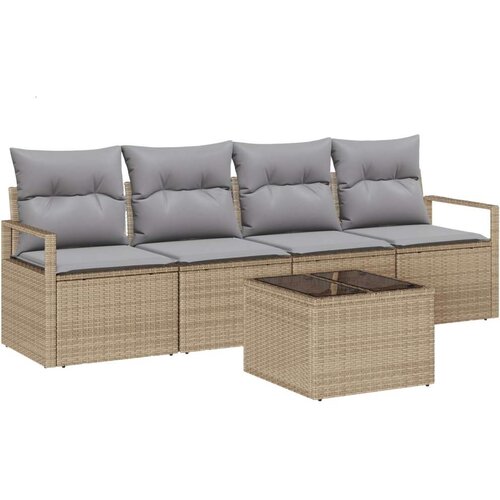  Set vrtne sofe od 5 komada s jastučićima Bež poli ratan  2-sjedna vrtna sofa s jastučićima Bež poli ratan Cijene