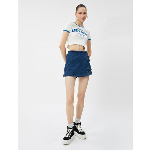Koton Denim Shorts Skirt Mini Tie Detail Slike