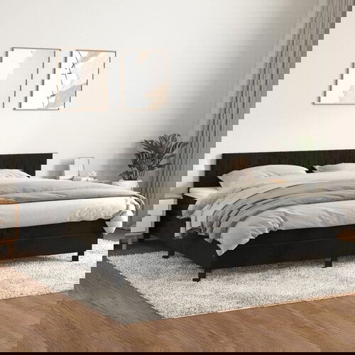 The Living Store Box spring postelja z vzmetnico črna 200x200 cm žamet - Box Spring Postelja, (21489713) Cene