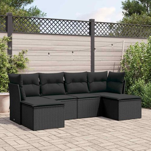  6-dijelni set vrtnih sofa s jastucima crni od poliratana Cijene