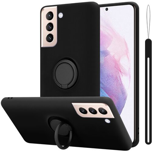 Cadorabo Ohi&amp;scaron;je, združljiv s Samsungom v tekoči črni barvi - za&amp;scaron;čitni pokrov iz fleksibilnega silikona TPU z obročem, (20596916) Slike