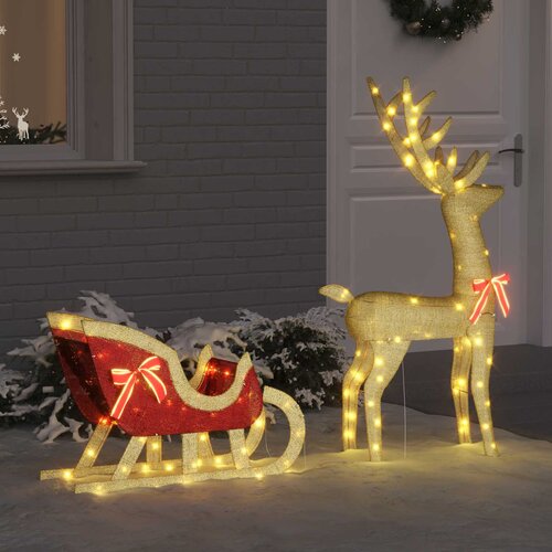  Reindeer vuče saonice Topla bijela 151 x 28 x 128,5 cm tkanina Cijene