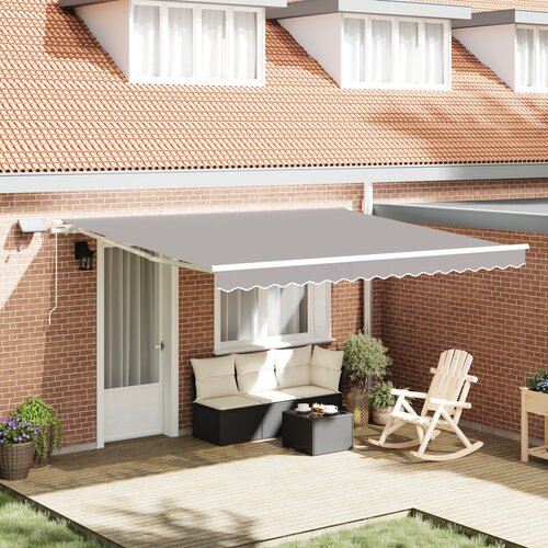 VidaXL Ročna retraktivna tenda z LED Svetlo siva 400x350 cm, Zamenjava tkanine za tento 4x3.5 m Svetlo siva Slike