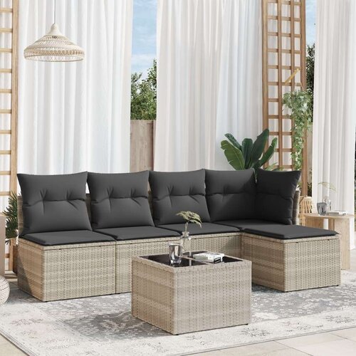 vidaXL 6-dijelni set vrtnih sofa od poliratana s jastucima svjetlosivi Cijene