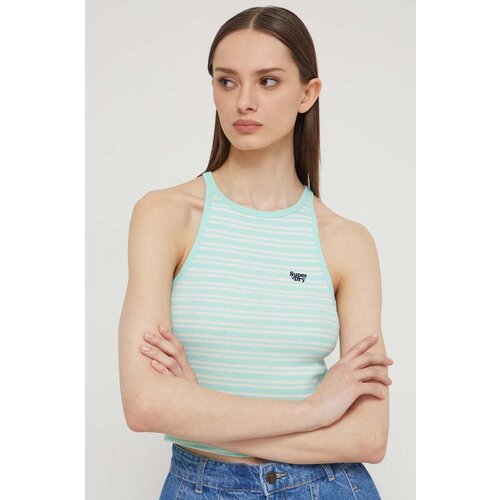 Superdry Bombažen top zelena barva Slike