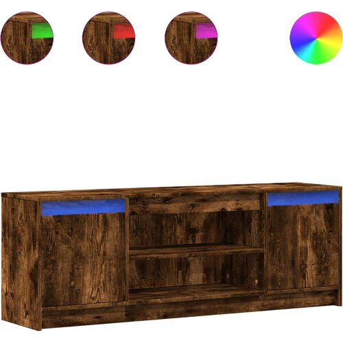  TV ormarić s LED svjetlima boja hrasta 139,5x34x50 cm drveni Smeđa Slike
