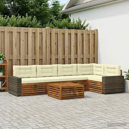  Set vanjskih sofa 6 kom. Prirodna i krem Poliester Slike