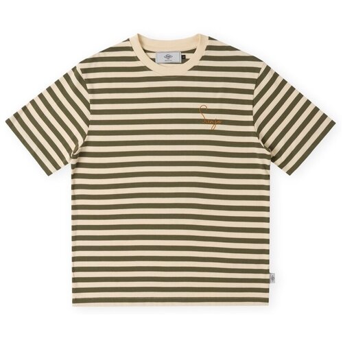 SANJO Majice s kratkimi rokavi Stripes 80 T-Shirt - Kaki Ecru Zelena Cene