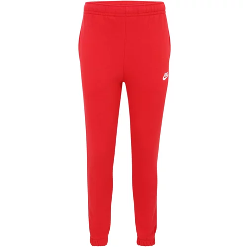 Nike Sportswear Hlače 'Club Fleece' crvena / bijela