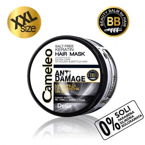 Delia CAMELEO BB - ANTI DAMAGE - Maska sa keratinom i uljem makadamije za izuzetno o&amp;scaron;tećenu i suvu kosu - Bez soli XXL 500ml Slike