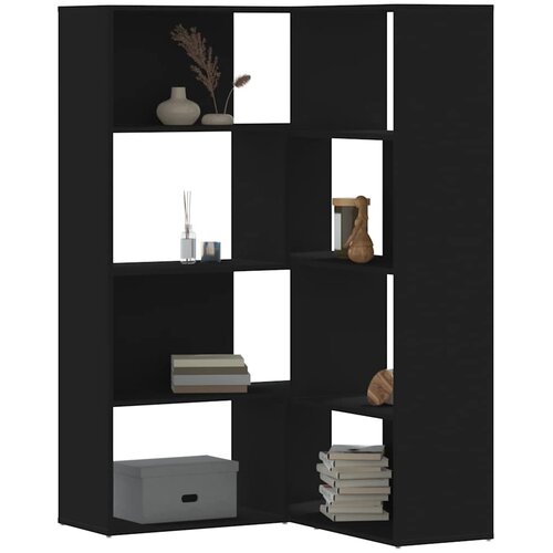  Kutni regal za knjige s 4 razine crni 85 x 85 x 140 cm drveni Cene